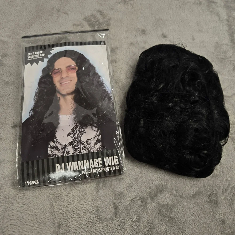 Amscan DJ Wannabe Wig Black Long Wavy Rockstar Costume Accessory 840820
